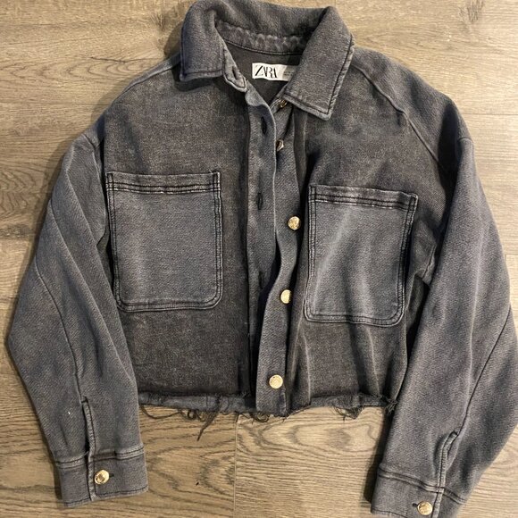 ZARA CROPPED "DENIM" JACKET - Picture 1 of 2